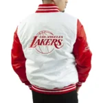 Los Angeles Lakers White and Red Satin Jacket
