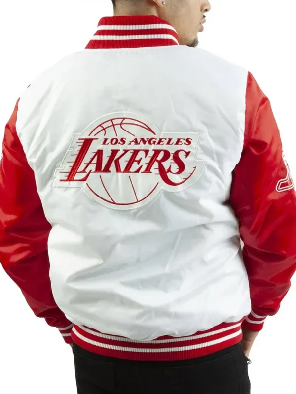 Los Angeles Lakers White and Red Satin Jacket