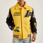Los Angeles Lakers Yellow and Black Varsity Wool Jacket