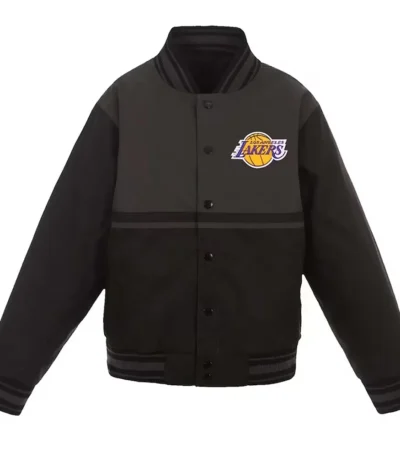 Los Angeles Lakers Youth Black and Charcoal Poly-Twill Jacket