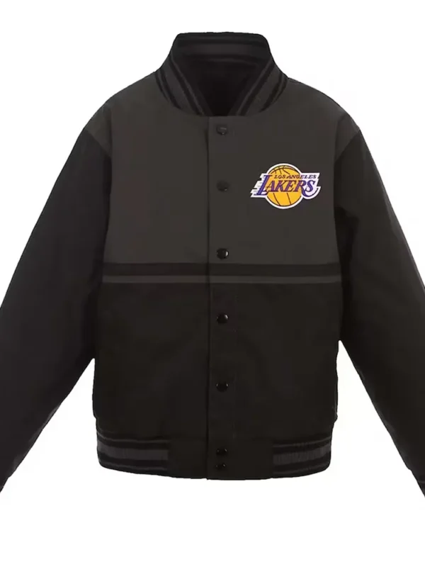 Los Angeles Lakers Youth Black and Charcoal Poly-Twill Jacket