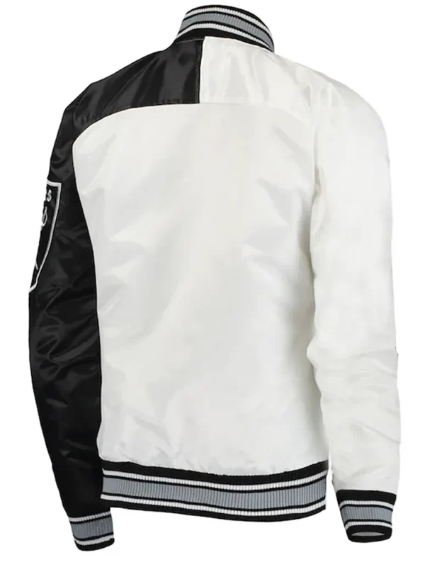 Los Angeles Las Vegas Raiders White and Black Satin Jacket