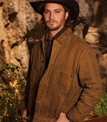 Luke Grimes Yellowstone Kayce Dutton Brown Waxed Cotton Jacket