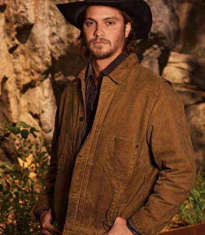 Luke Grimes Yellowstone Kayce Dutton Brown Waxed Cotton Jacket