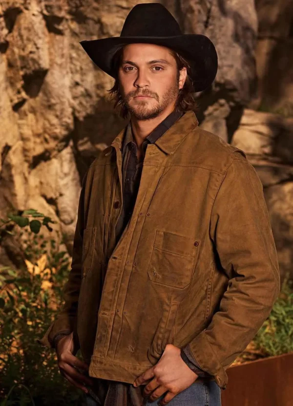 Luke Grimes Yellowstone Kayce Dutton Brown Waxed Cotton Jacket