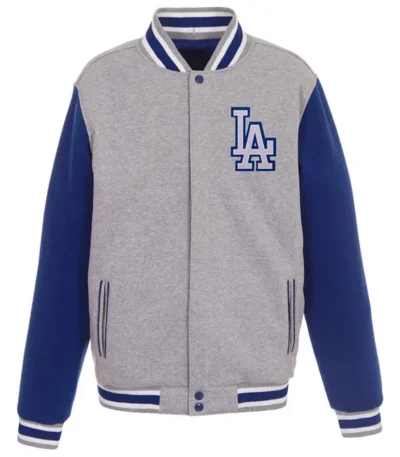 MLB Team Los Angeles Dodgers Gray and Royal Blue Varsity Wool Jacket