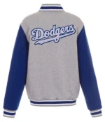 MLB Team Los Angeles Dodgers Gray and Royal Blue Varsity Wool Jacket