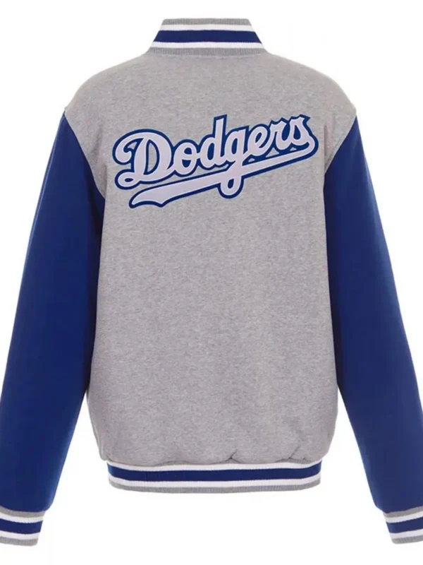 MLB Team Los Angeles Dodgers Gray and Royal Blue Varsity Wool Jacket