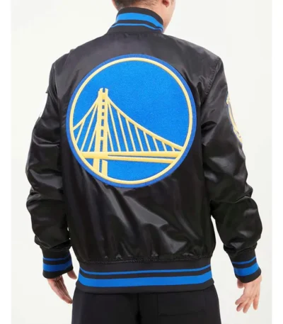 Mash Up Golden State Warriors Black Satin Jacket