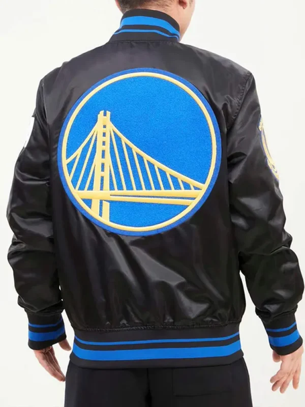 Mash Up Golden State Warriors Black Satin Jacket