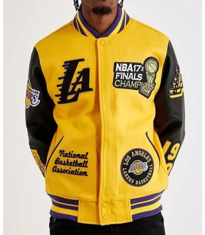 Mash Up Los Angeles Lakers Varsity Yellow and Black Jacket