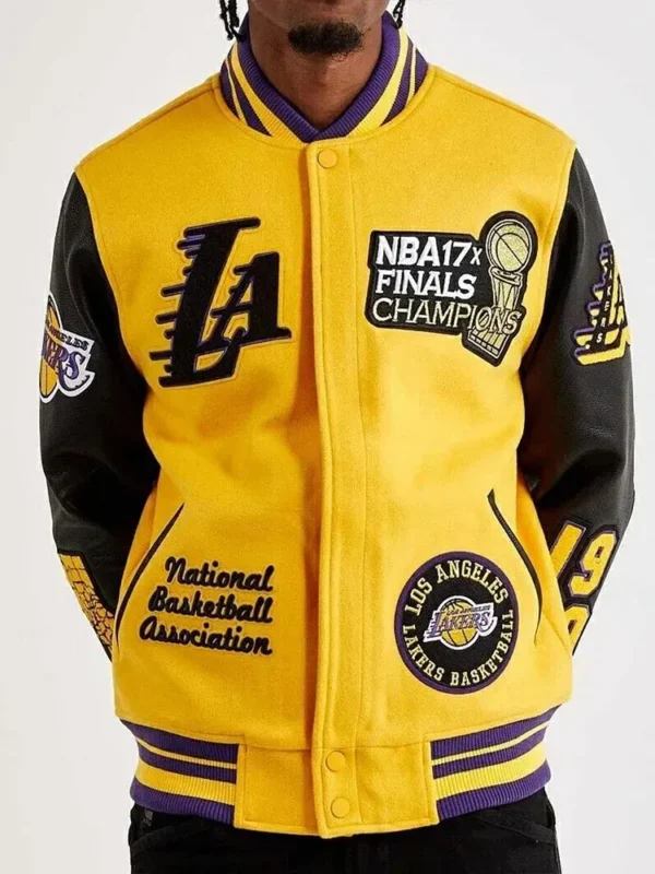 Mash Up Los Angeles Lakers Varsity Yellow and Black Jacket