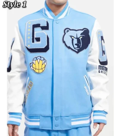 Memphis Grizzlies Blue and White Varsity Jacket