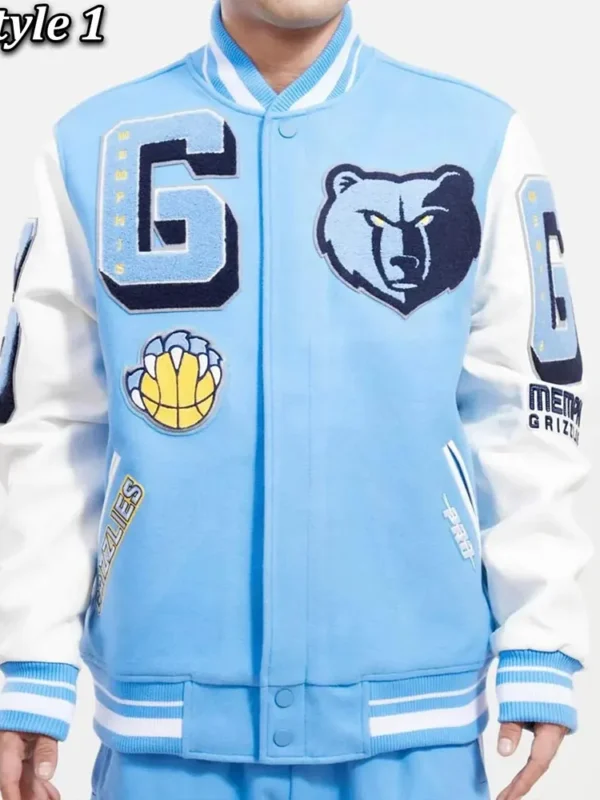 Memphis Grizzlies Blue and White Varsity Jacket