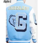 Memphis Grizzlies Blue and White Varsity Jacket
