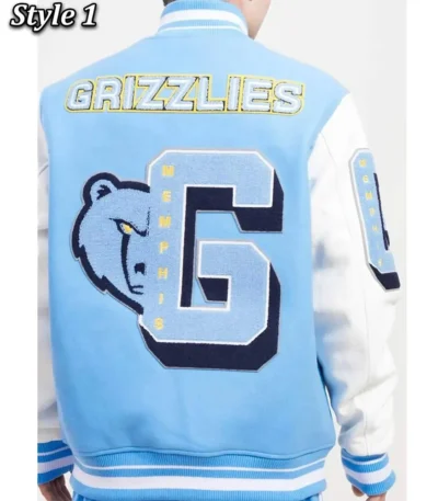 Memphis Grizzlies Blue and White Varsity Jacket