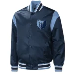 Memphis Grizzlies Force Play Navy Varsity Satin Jacket