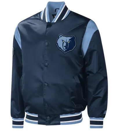 Memphis Grizzlies Force Play Navy Varsity Satin Jacket