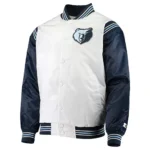 Memphis Grizzlies Renegade White/Navy Varsity Satin Jacket