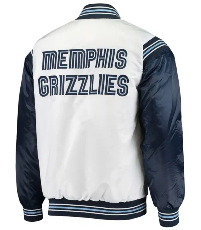 Memphis Grizzlies Renegade White/Navy Varsity Satin Jacket