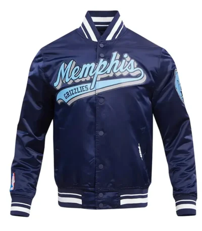 Memphis Grizzlies Script Tail Navy Satin Jacket