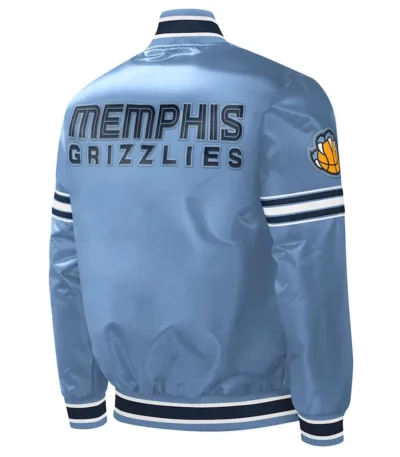 Memphis Grizzlies Slider Light Blue Varsity Satin Jacket