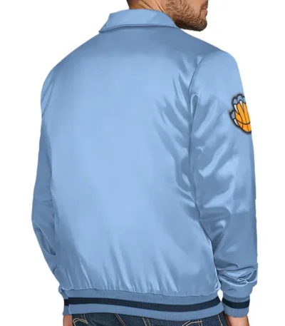 Memphis Grizzlies Stitch Applique Light Blue Satin Jacket