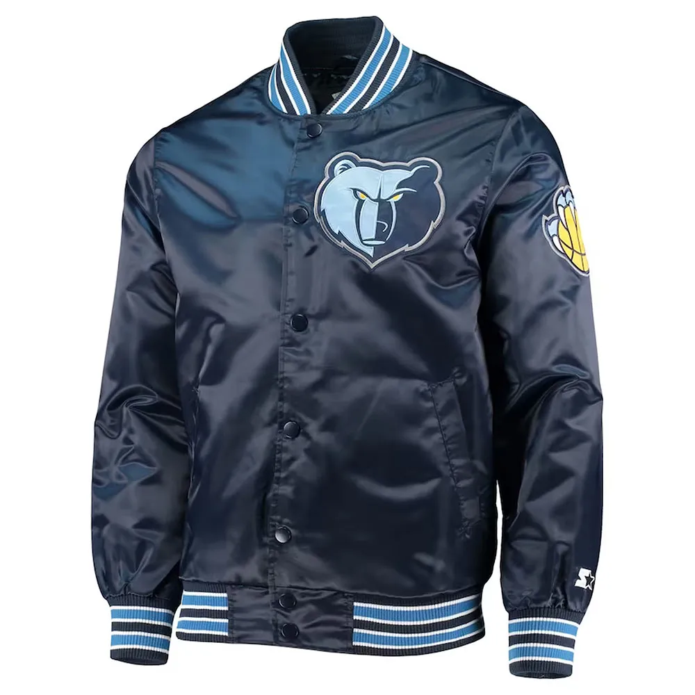 Memphis Grizzlies The Diamond Classic Navy Satin Jacket Memphis Grizzlies The Diamond Classic Navy Satin Jacket