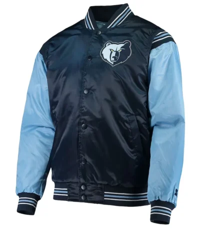 Memphis Grizzlies The Enforcer Varsity Navy/Light Blue Satin Jacket
