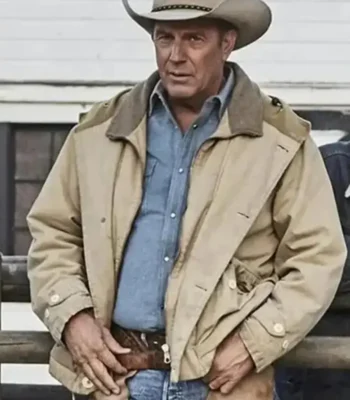 Men John Dutton Yellowstone Western Beige Cotton Jacket