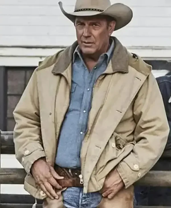 Men John Dutton Yellowstone Western Beige Cotton Jacket