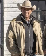 Men John Dutton Yellowstone Western Beige Cotton Jacket