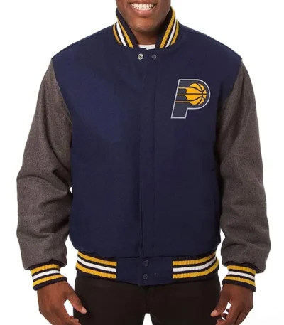 Men’s Indiana Pacers Navy/Charcoal Varsity Wool Jacket