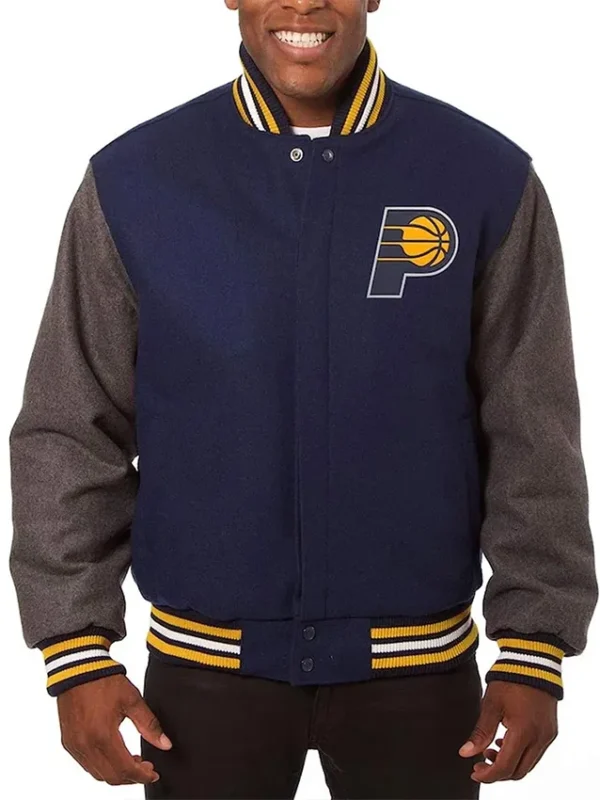 Men’s Indiana Pacers Navy/Charcoal Varsity Wool Jacket