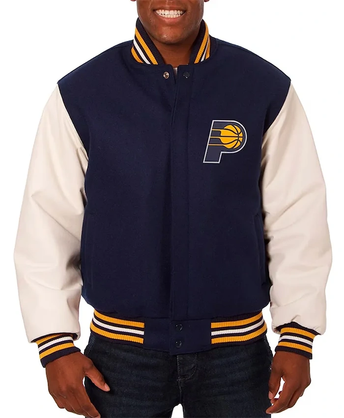 Men’s Indiana Pacers Navy and White Varsity Jacket Men’s Indiana Pacers Navy and White Varsity Jacket