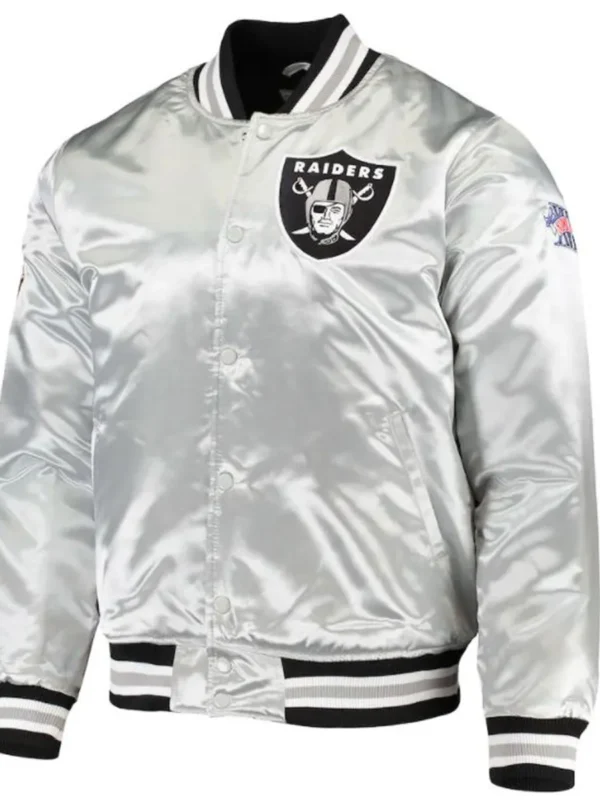 Mens Raiders Las Vegas Super Bowl XI Silver Jacket