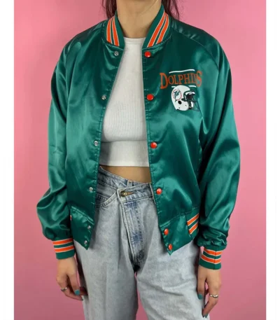 Miami Dolphins 90s Bomber Satin Jacket