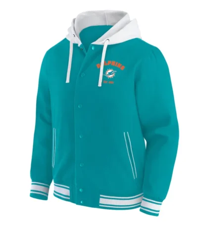 Miami Dolphins Aqua Cotton Hooded Jacket