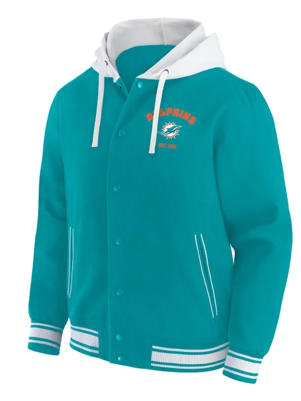Miami Dolphins Aqua Cotton Hooded Jacket