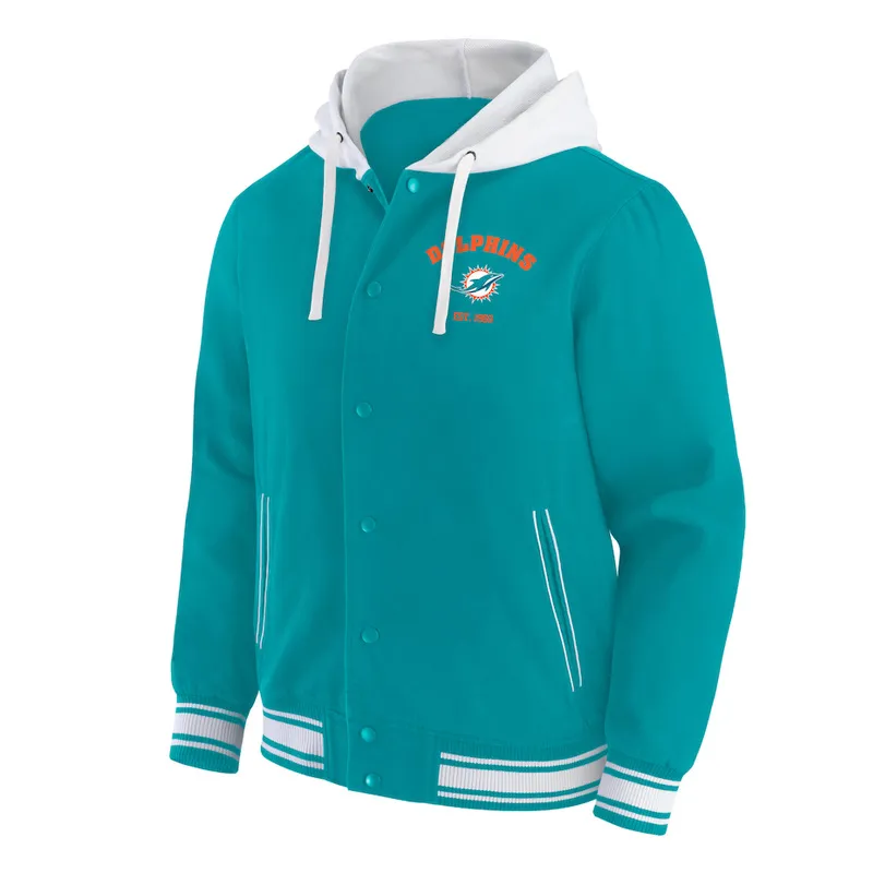 Miami Dolphins Aqua Cotton Hooded Jacket Miami Dolphins Aqua Cotton Hooded Jacket