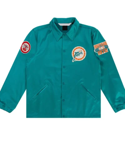 Miami Dolphins Aqua Green Satin Windbreaker