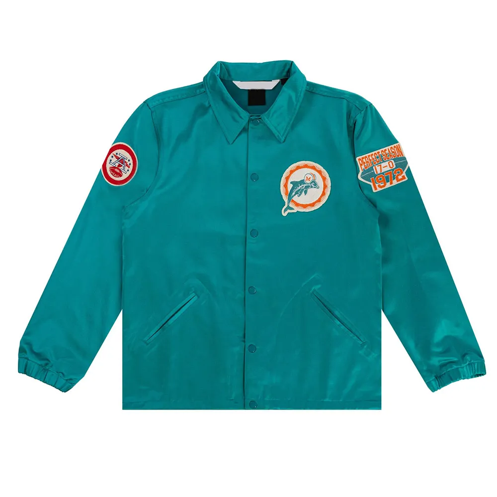 Miami Dolphins Aqua Green Satin Windbreaker Miami Dolphins Aqua Green Satin Windbreaker