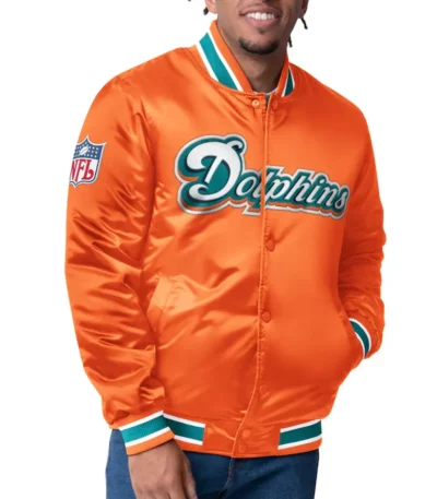 Miami Dolphins Closer Aqua-Orange Satin Jacket