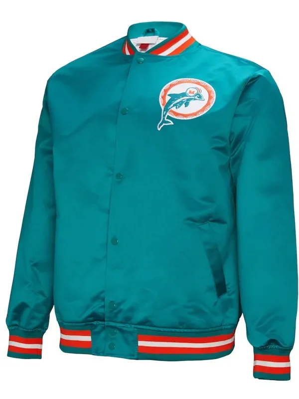 Miami Dolphins Double Down Aqua Satin Jacket