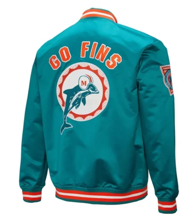 Miami Dolphins Double Down Aqua Satin Jacket
