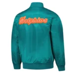 Miami Dolphins Exclusive Aqua Varsity Satin Jacket
