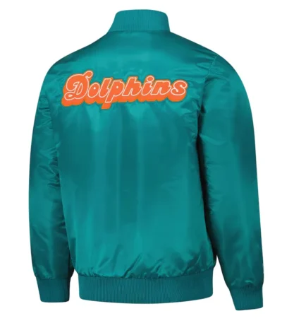 Miami Dolphins Exclusive Aqua Varsity Satin Jacket