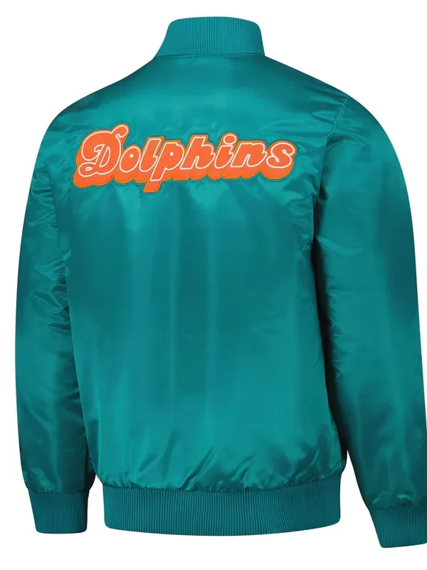 Miami Dolphins Exclusive Aqua Varsity Satin Jacket
