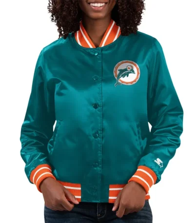 Miami Dolphins Full Count Aqua Satin Jacket