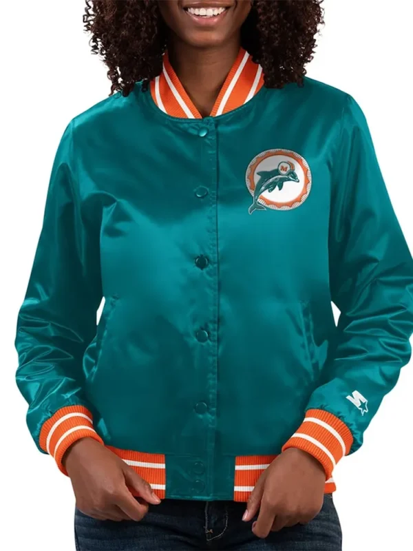 Miami Dolphins Full Count Aqua Satin Jacket